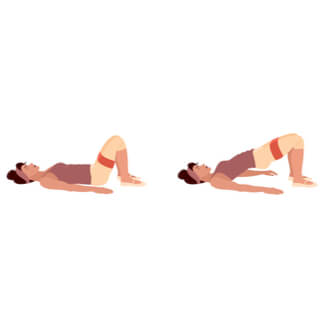 1.تمرين الجسر مع رفع عضلة الأرداف السفلى (Glute bridges )